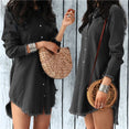 Cute Lady Long Sleeve Denim Shirt Dress