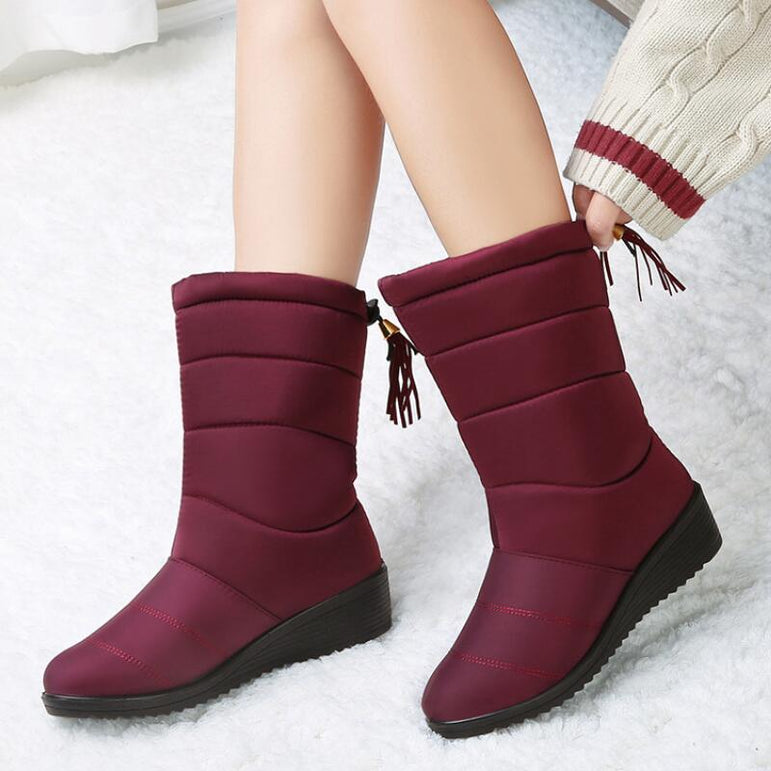 Ankle Snow Waterproof Tassel Lady Elastic Boat