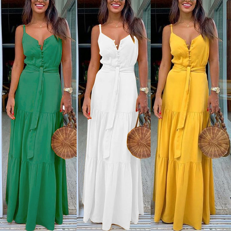 Boho Style Sleeveless Strappy Female Dresses