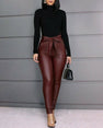 Leggings PU Leather Pants Stretchy Skinny