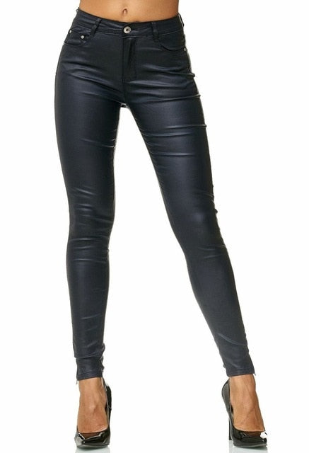 Leather Pants Women Female Winter High Waiste