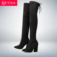 Flock Leather Women Over The Knee Boots