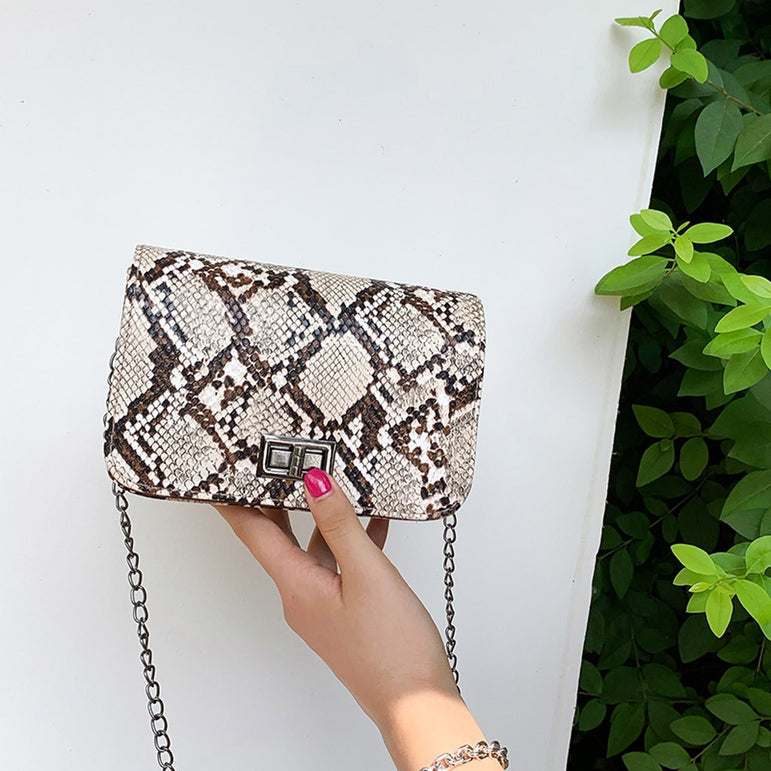 luxury Crossbody Snake Print Bag