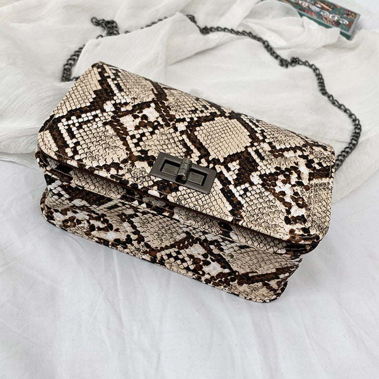 luxury Crossbody Snake Print Bag