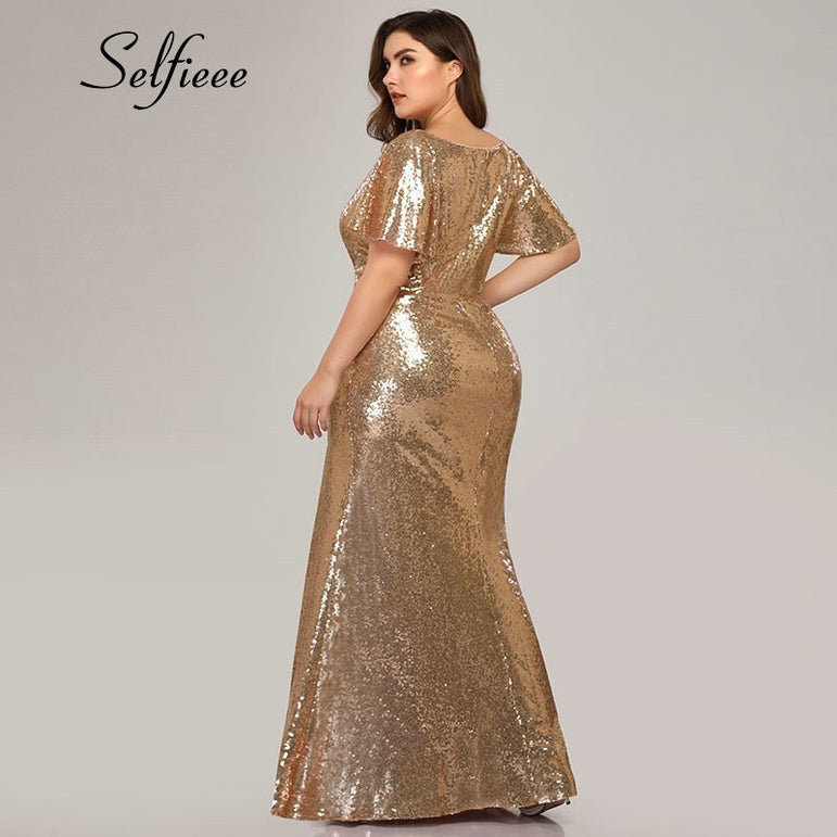 Plus Size Rose Gold Mermaid Women Dresses