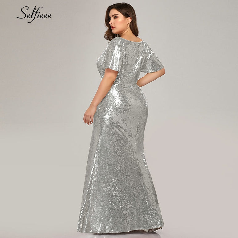 Plus Size Rose Gold Mermaid Women Dresses