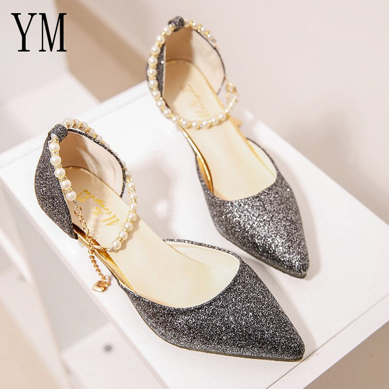 Sexy Pointed toe Pearl High heels shoes