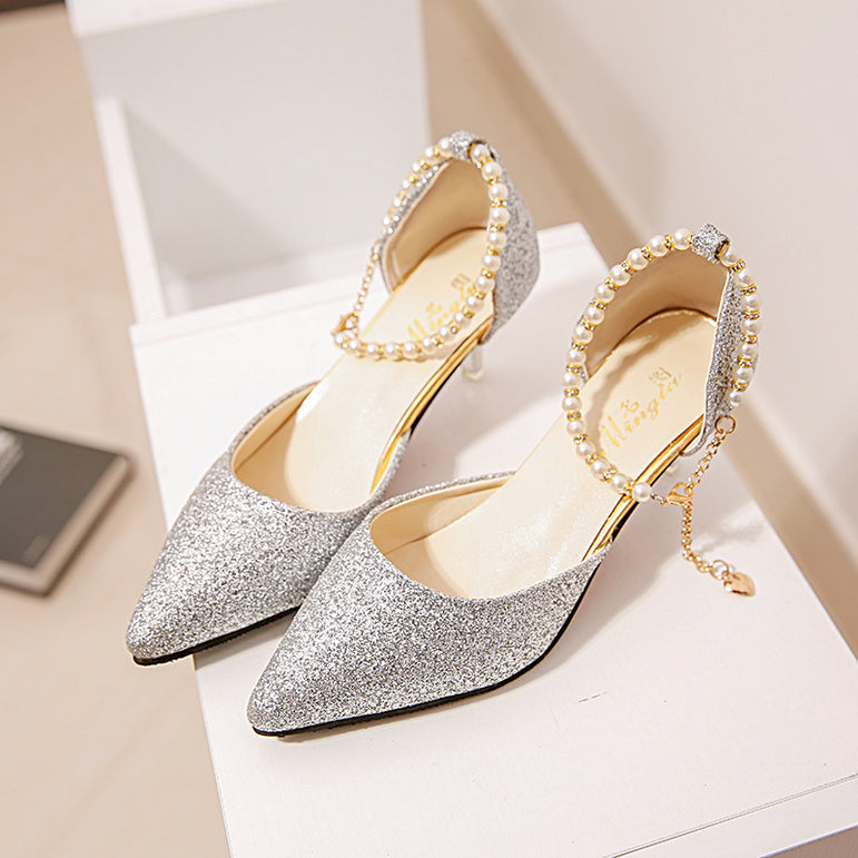 Sexy Pointed toe Pearl High heels shoes