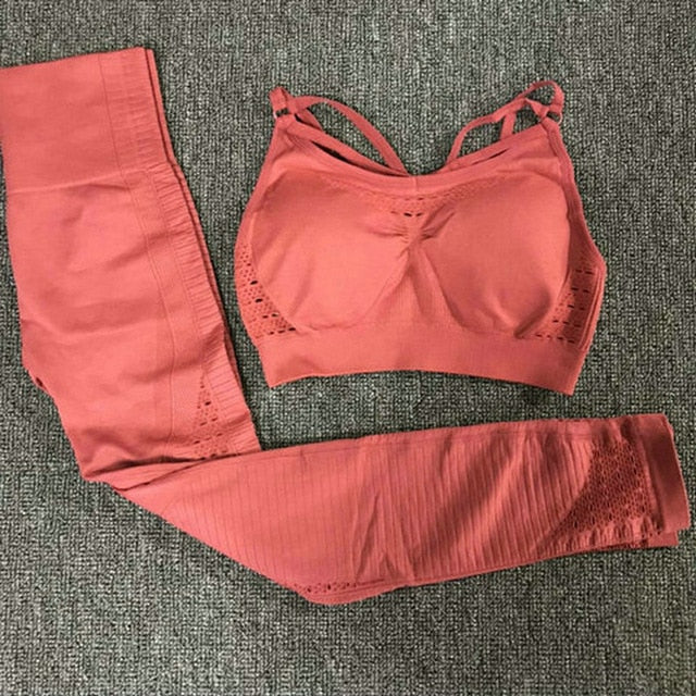 2PCS Sexy Sports Suits Seamless Yoga Set