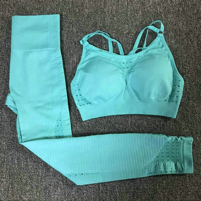 2PCS Sexy Sports Suits Seamless Yoga Set