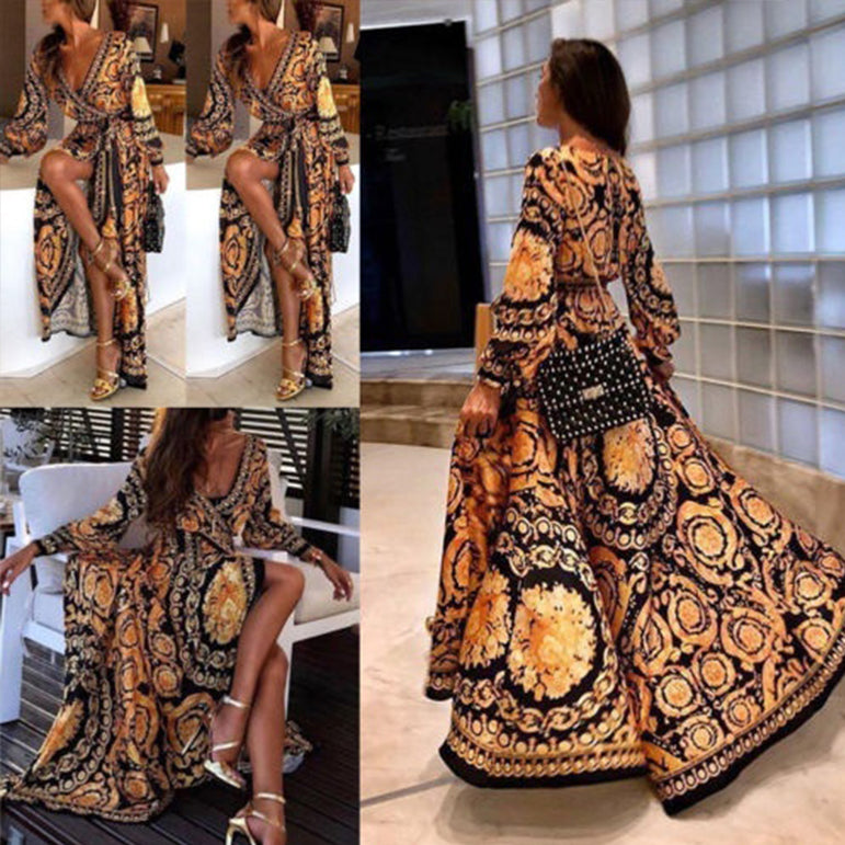 Women Retro Dresses Bohemian Floral