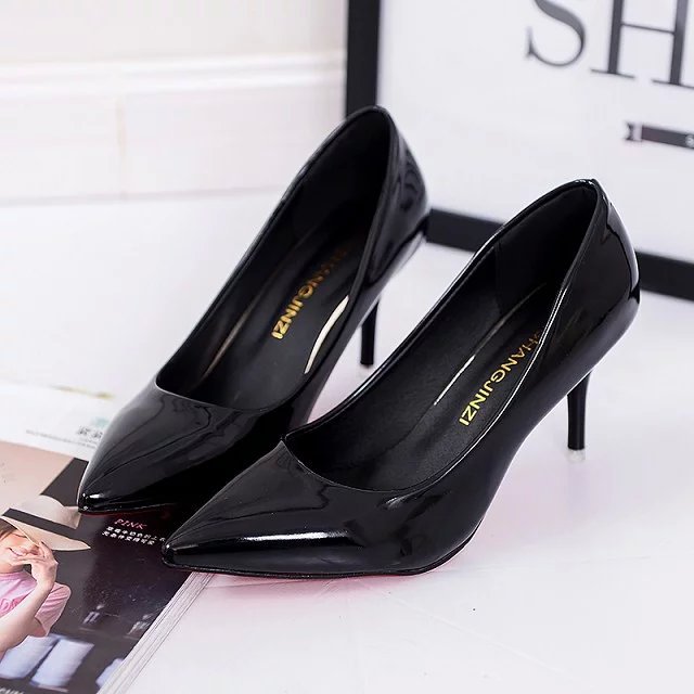 Pointed Toe Pumps Patent Leather Shoes