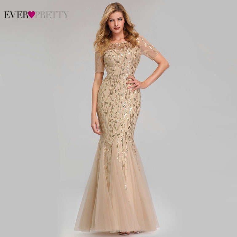 Sequined Evening Dresses V-Neck Elegant