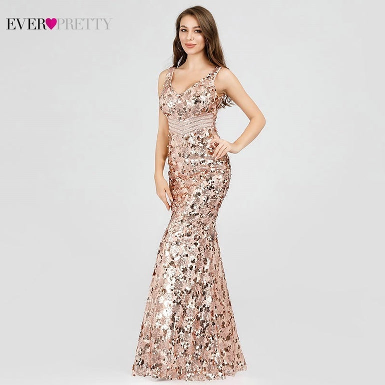 Sequined Evening Dresses V-Neck Elegant