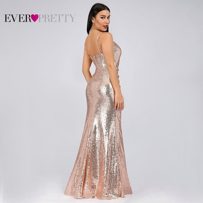 Sequined Evening Dresses V-Neck Elegant