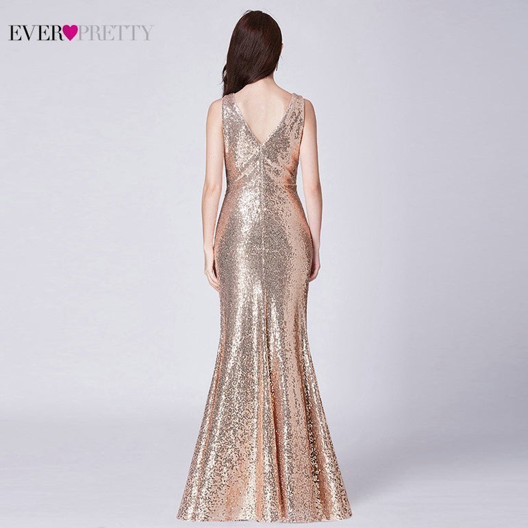 Sequined Evening Dresses V-Neck Elegant