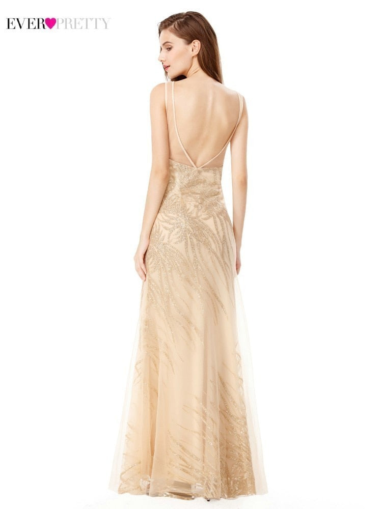 Sequined Evening Dresses V-Neck Elegant