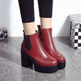 Female Leather Women Thick Heels Ankle Boots