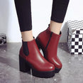 Female Leather Women Thick Heels Ankle Boots