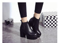 Female Leather Women Thick Heels Ankle Boots