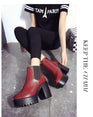 Female Leather Women Thick Heels Ankle Boots