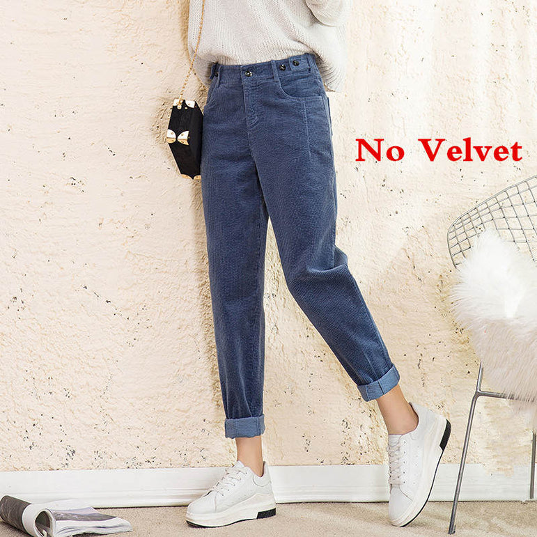 Autumn Winter High Waist Corduroy Harem Pants