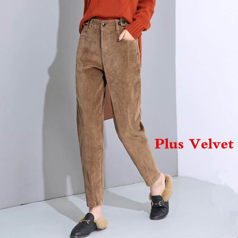 Autumn Winter High Waist Corduroy Harem Pants