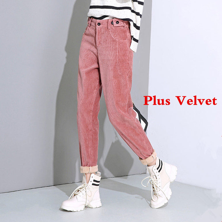 Autumn Winter High Waist Corduroy Harem Pants