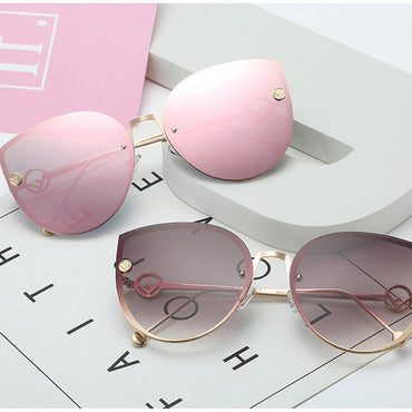 Cat Eye Metal Frame Mirror Sun Glasses