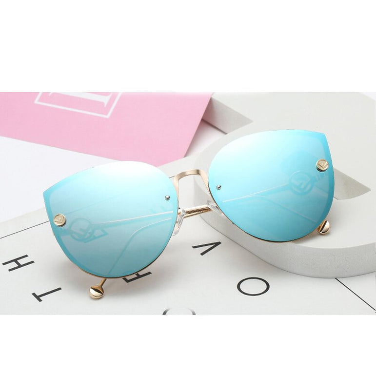 Cat Eye Metal Frame Mirror Sun Glasses