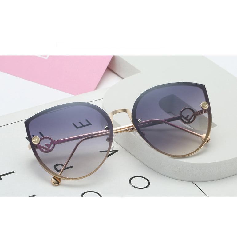 Cat Eye Metal Frame Mirror Sun Glasses