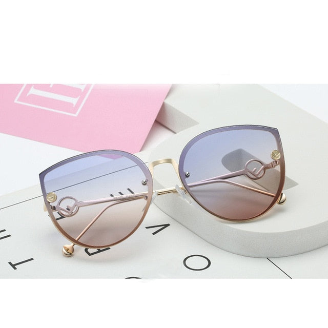 Cat Eye Metal Frame Mirror Sun Glasses