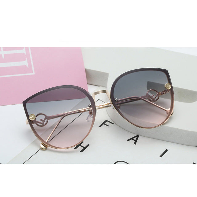 Cat Eye Metal Frame Mirror Sun Glasses