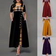 Plaid Print Button Maxi Dress