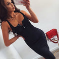 Knee-Length Dress Knitted Elastic Sleeveless