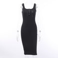 Knee-Length Dress Knitted Elastic Sleeveless