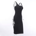 Knee-Length Dress Knitted Elastic Sleeveless