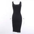 Knee-Length Dress Knitted Elastic Sleeveless