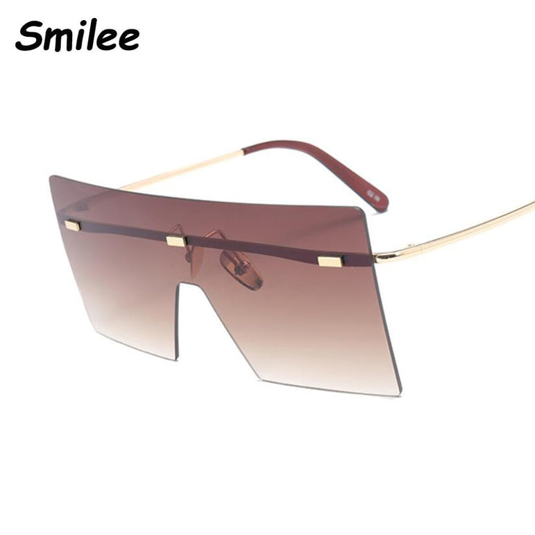 Oversized Brown Luxury Brand Rimless glasses