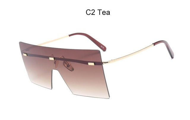 Oversized Brown Luxury Brand Rimless glasses