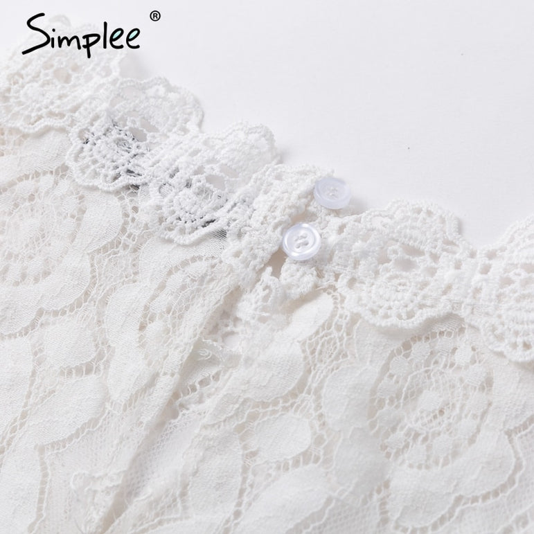 Simplee Elegant white lace blouse