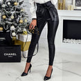 Faux Leather PU Long Trousers Casual