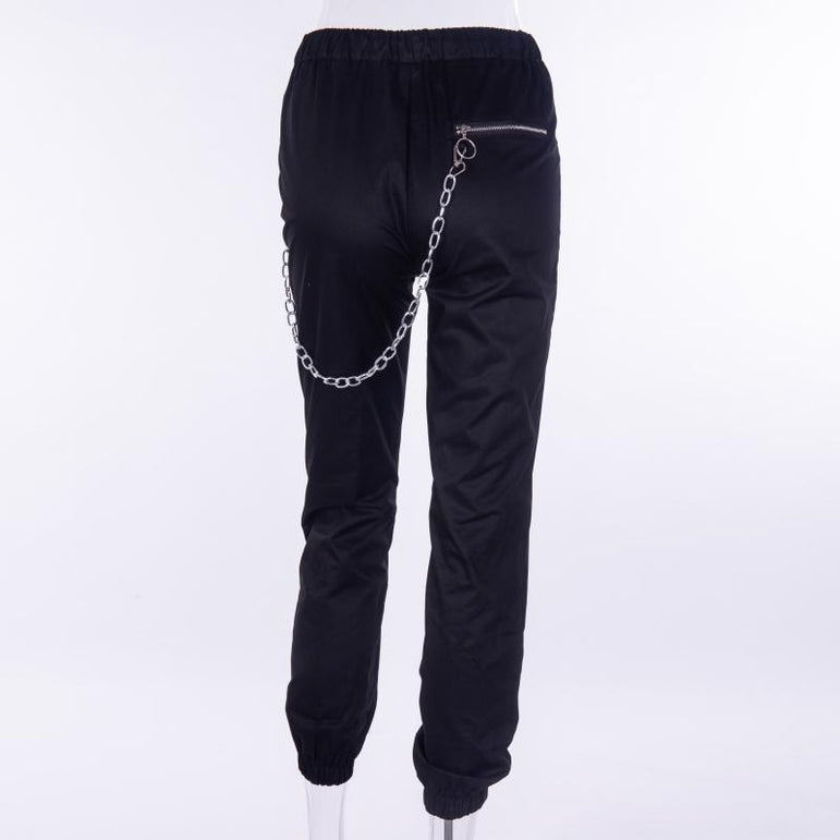 Zipper streetwear women casual pants