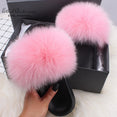 Fluffy Real FOX Fur Slides