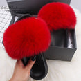 Fluffy Real FOX Fur Slides