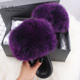 Fluffy Real FOX Fur Slides