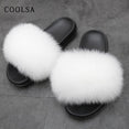 Women Fur Slippers Warm Fox Fur Slippers