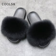 Women Fur Slippers Warm Fox Fur Slippers