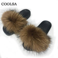 Women Fur Slippers Warm Fox Fur Slippers