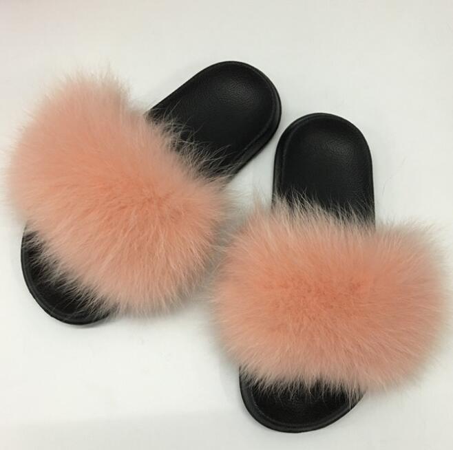 Women Fur Slippers Warm Fox Fur Slippers